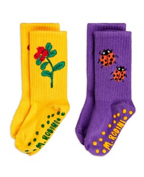 Mini Rodini Lingonberries 2-pack anti-slip socks Mini Rodini Lingonberries 2-pack anti-slip socks