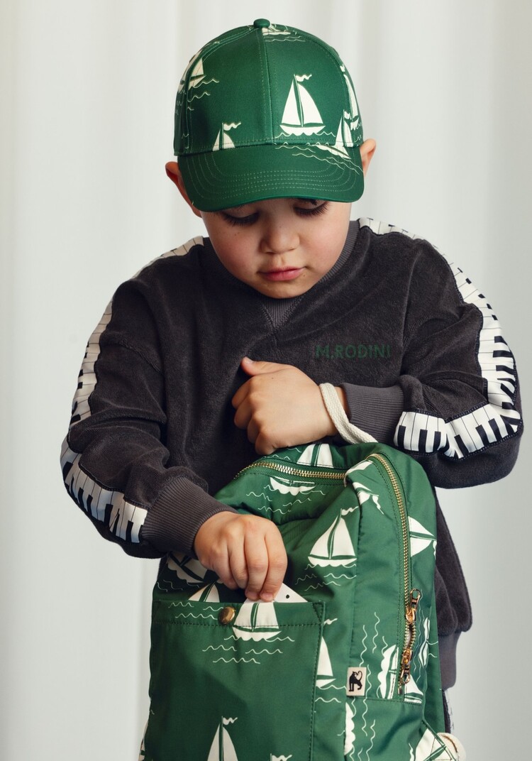 Mini Rodini Sailing boats aop cap green