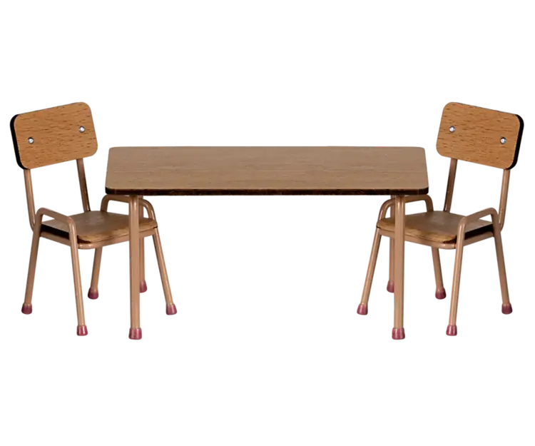 Maileg Table and Chair set Mouse dark powder