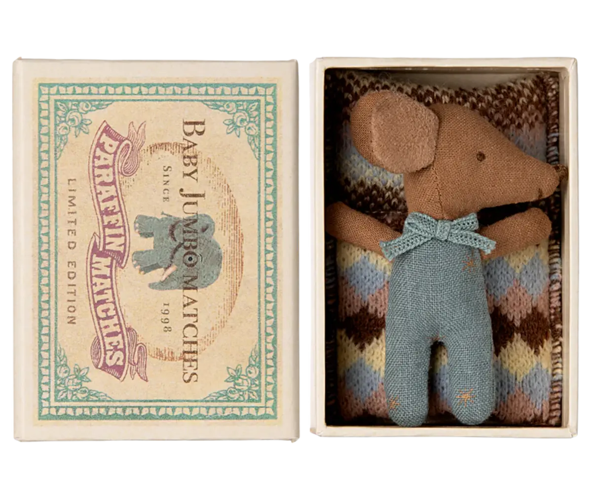 Maileg Baby mouse, sleepy/wakey in matchbox  boy Maileg Baby mouse, sleepy/wakey in matchbox  boy