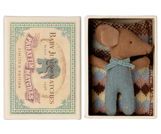 Maileg Baby mouse, sleepy/wakey in matchbox  boy Maileg Baby mouse, sleepy/wakey in matchbox  boy