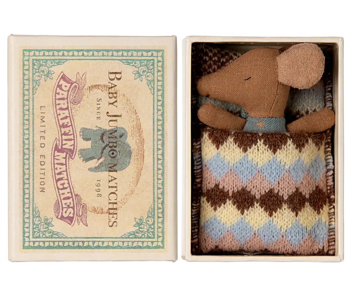 Maileg Baby mouse, sleepy/wakey in matchbox  boy Maileg Baby mouse, sleepy/wakey in matchbox  boy