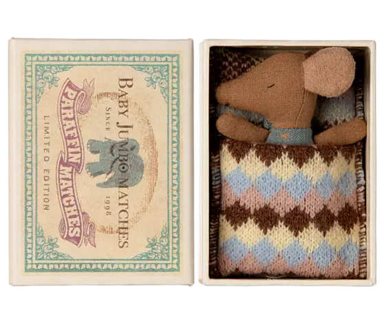 Maileg Baby mouse, sleepy/wakey in matchbox  boy Maileg Baby mouse, sleepy/wakey in matchbox  boy