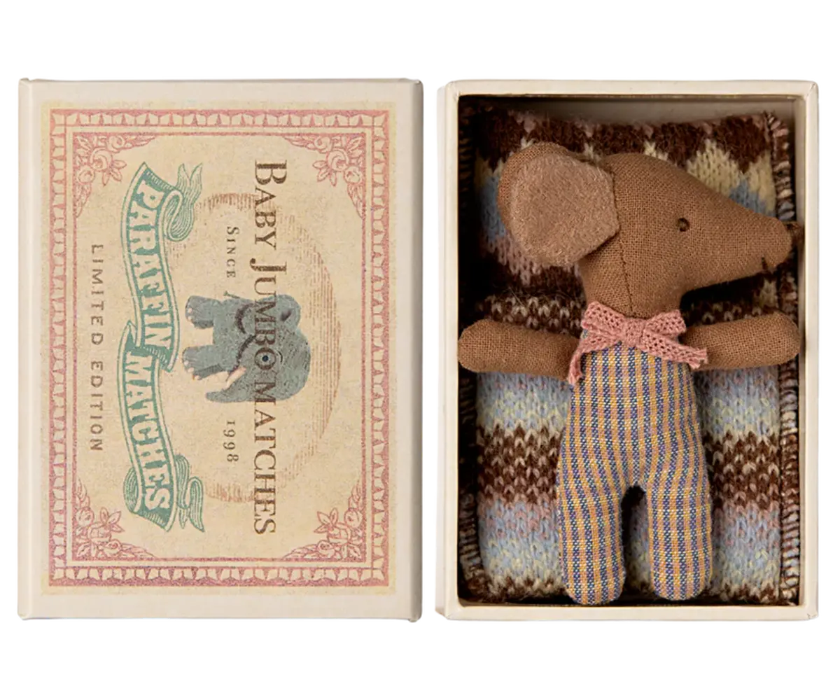 Maileg Baby mouse, sleepy/wakey in matchbox  girl Maileg Baby mouse, sleepy/wakey in matchbox  girl
