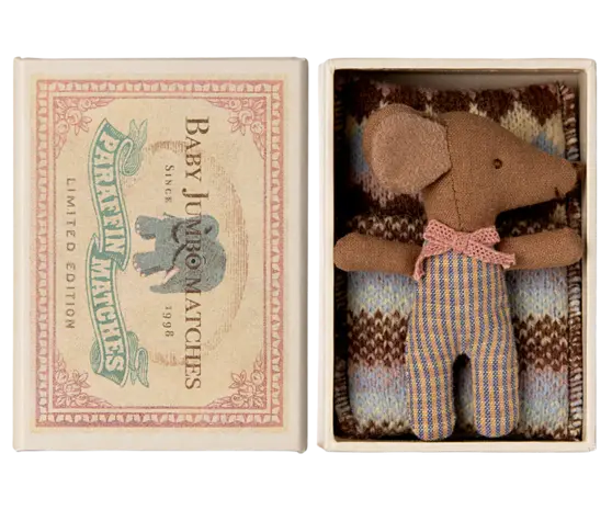 Maileg Baby mouse, sleepy/wakey in matchbox  girl Maileg Baby mouse, sleepy/wakey in matchbox  girl