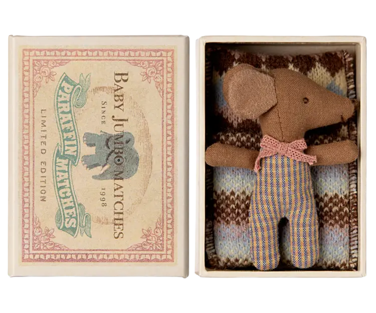 Maileg Baby mouse, sleepy/wakey in matchbox ­ girl