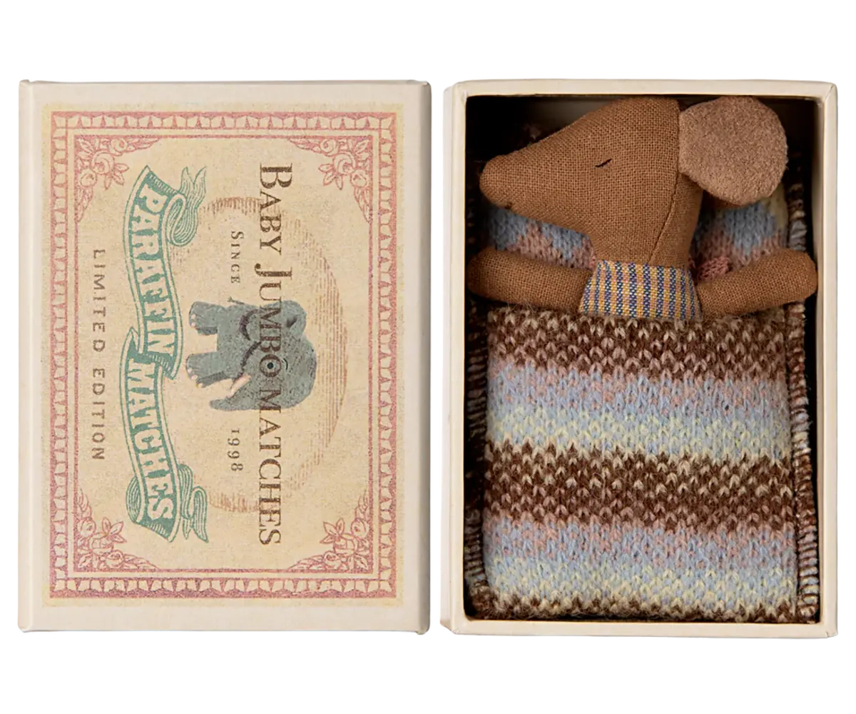 Maileg Baby mouse, sleepy/wakey in matchbox  girl Maileg Baby mouse, sleepy/wakey in matchbox  girl