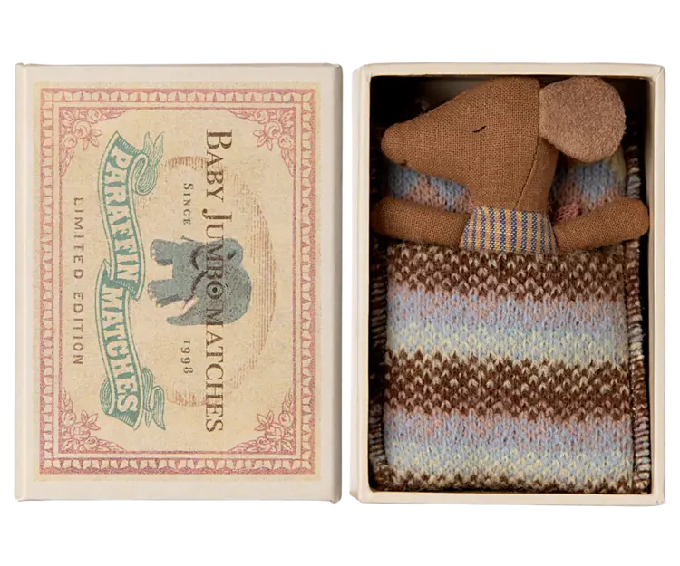 Maileg Baby mouse, sleepy/wakey in matchbox ­ girl