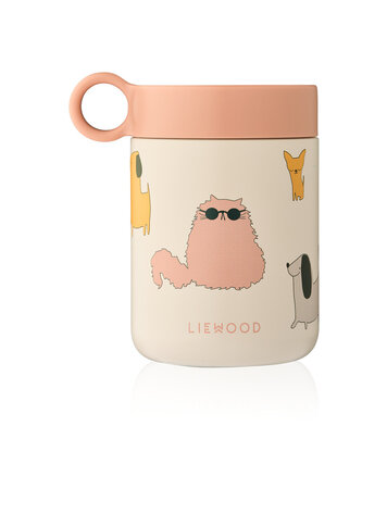 Liewood Kiani Printed Food Jar - Cats and Dogs / Sandy