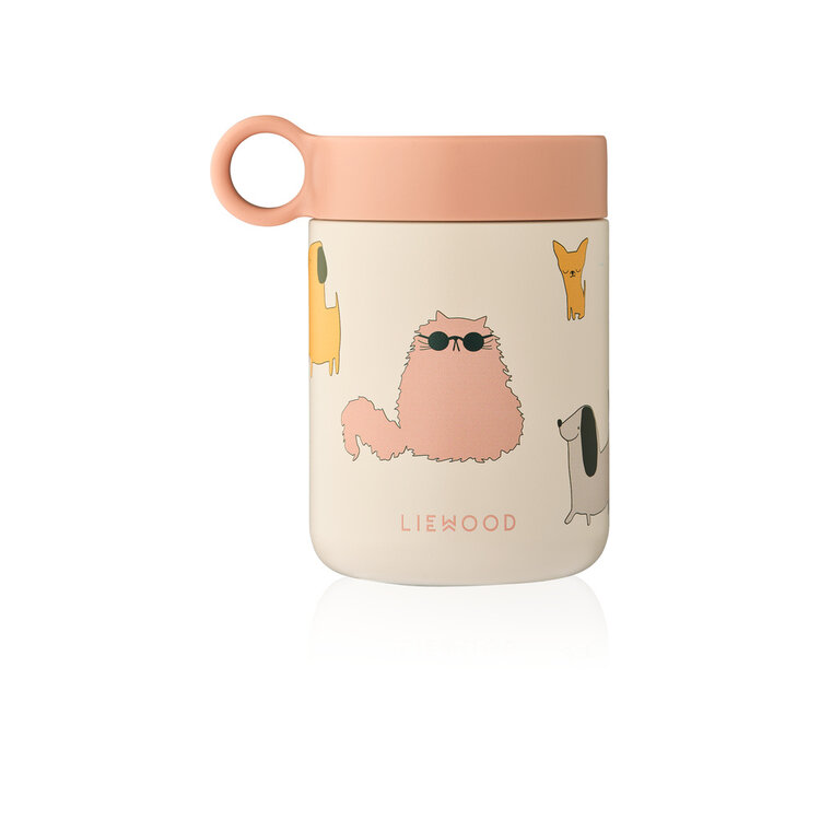 Liewood Kiani Printed Food Jar - Cats and Dogs / Sandy