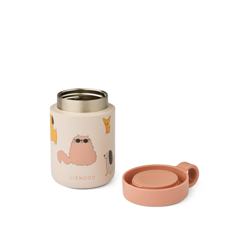 Liewood Kiani Printed Food Jar - Cats and Dogs / Sandy Liewood Kiani Printed Food Jar - Cats and Dogs / Sandy