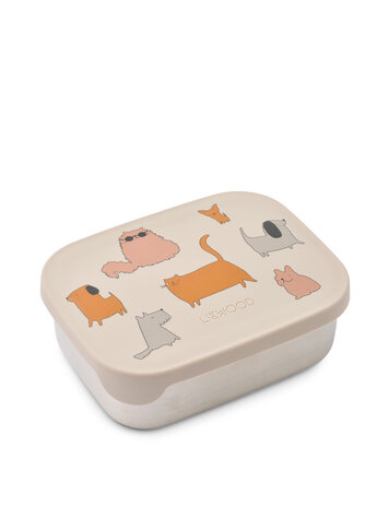 Liewood Arthur Printed Lunchbox - 2503 Cats and Dogs / Sandy