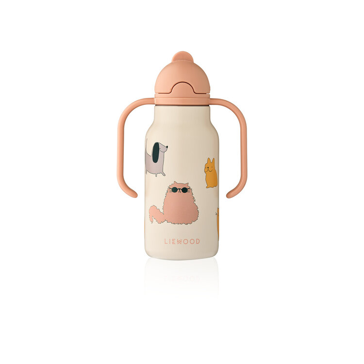 Liewood Kimmie Water Bottle 250 ml - 2503 Cats and Dogs / Sandy