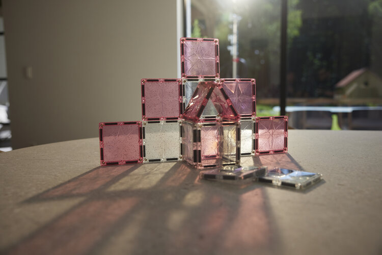 Cleverclixx Glitter Tiles Pack Transparent / Pink | 16 pieces