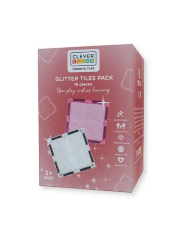 Cleverclixx Glitter Tiles Pack Transparent / Pink | 16 pieces