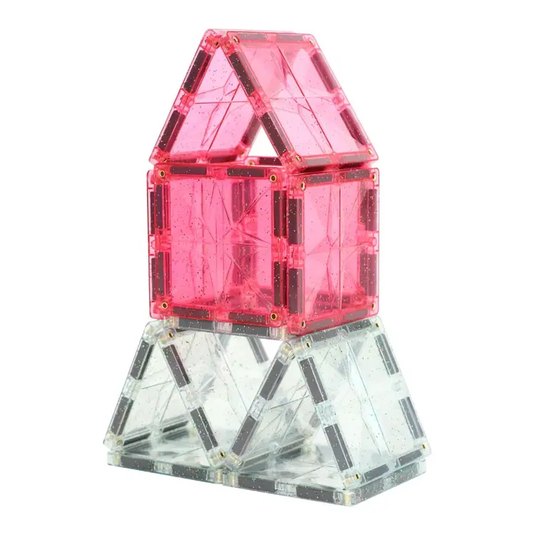 Cleverclixx Glitter Tiles Pack Transparent / Pink | 16 pieces
