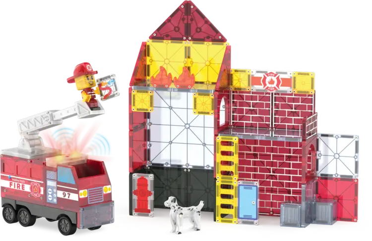 Magna Tiles magnetische tegels brandweerkazerne 50ST