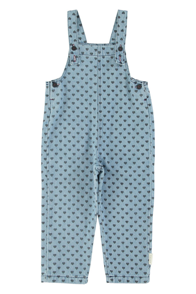 Piupiuchick Dungarees | washed blue denim w/ black hearts Piupiuchick Dungarees | washed blue denim w/ black hearts