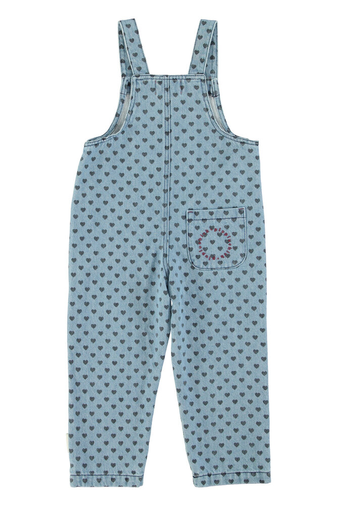 Piupiuchick Dungarees | washed blue denim w/ black hearts Piupiuchick Dungarees | washed blue denim w/ black hearts