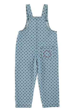 Piupiuchick Dungarees | washed blue denim w/ black hearts Piupiuchick Dungarees | washed blue denim w/ black hearts