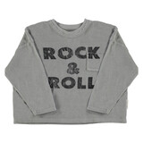 Piupiuchick Terry cotton longsleeve t'shirt | grey w/ "rock & roll" print Piupiuchick Terry cotton longsleeve t'shirt | grey w/ "rock & roll" print