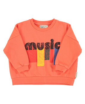 Piupiuchick Sweatshirt | orange w/ "music" print Piupiuchick Sweatshirt | orange w/ "music" print
