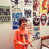 Piupiuchick Sweatshirt | orange w/ "music" print Piupiuchick Sweatshirt | orange w/ "music" print