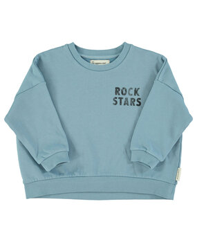 Piupiuchick Sweatshirt | blue w/ "rock stars" print Piupiuchick Sweatshirt | blue w/ "rock stars" print