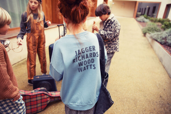 Piupiuchick Sweatshirt | blue w/ "rock stars" print Piupiuchick Sweatshirt | blue w/ "rock stars" print