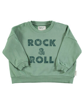 Piupiuchick Sweatshirt | green w/ "rock & roll" print Piupiuchick Sweatshirt | green w/ "rock & roll" print