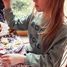 Piupiuchick Sweatshirt | green w/ "rock & roll" print Piupiuchick Sweatshirt | green w/ "rock & roll" print