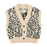 Piupiuchick Knitted waistcoat | light pink w/ black animal print Piupiuchick Knitted waistcoat | light pink w/ black animal print
