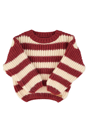 Piupiuchick Knitted sweater | bordeaux & light pink stripes Piupiuchick Knitted sweater | bordeaux & light pink stripes