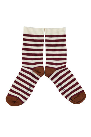 Piupiuchick Socks | ecru & bordeaux stripes Piupiuchick Socks | ecru & bordeaux stripes