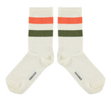 Piupiuchick Socks | ecru w/ green & orange stripes Piupiuchick Socks | ecru w/ green & orange stripes