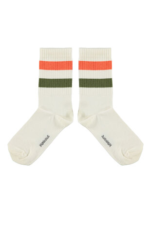 Piupiuchick Socks | ecru w/ green & orange stripes Piupiuchick Socks | ecru w/ green & orange stripes
