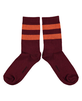 Piupiuchick Socks | bordeaux w/ orange stripes Piupiuchick Socks | bordeaux w/ orange stripes