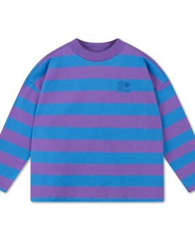 Repose AMS 22. oversized boxy sweater cool pool violet block stripe Repose AMS 22. oversized boxy sweater cool pool violet block stripe