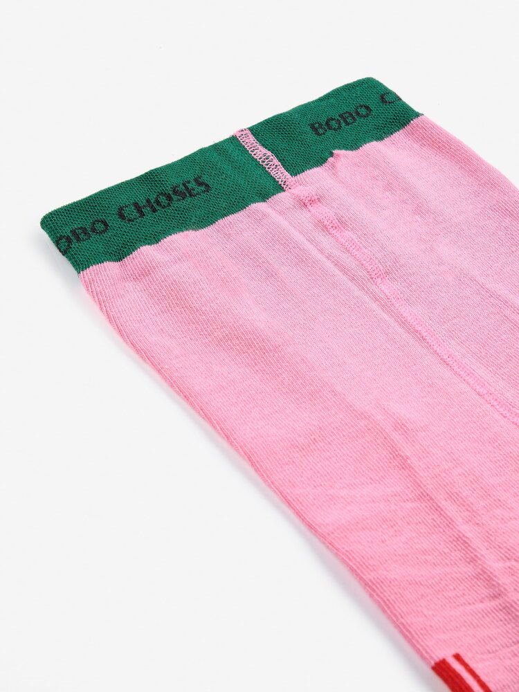 Bobo Choses Bobo Choses color block tights pink / red Bobo Choses Bobo Choses color block tights pink / red