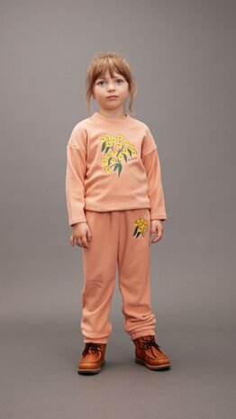 Mini Rodini Alpine flowers emb double brushed double napped fleece trousers - Chapter 1