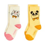 Mini Rodini Cat & panda 2-pack socks - Chapter 1 MULTI Mini Rodini Cat & panda 2-pack socks - Chapter 1 MULTI