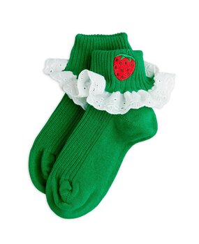 Mini Rodini Strawberry emb lace 1-pack socks - Chapter 1 Mini Rodini Strawberry emb lace 1-pack socks - Chapter 1