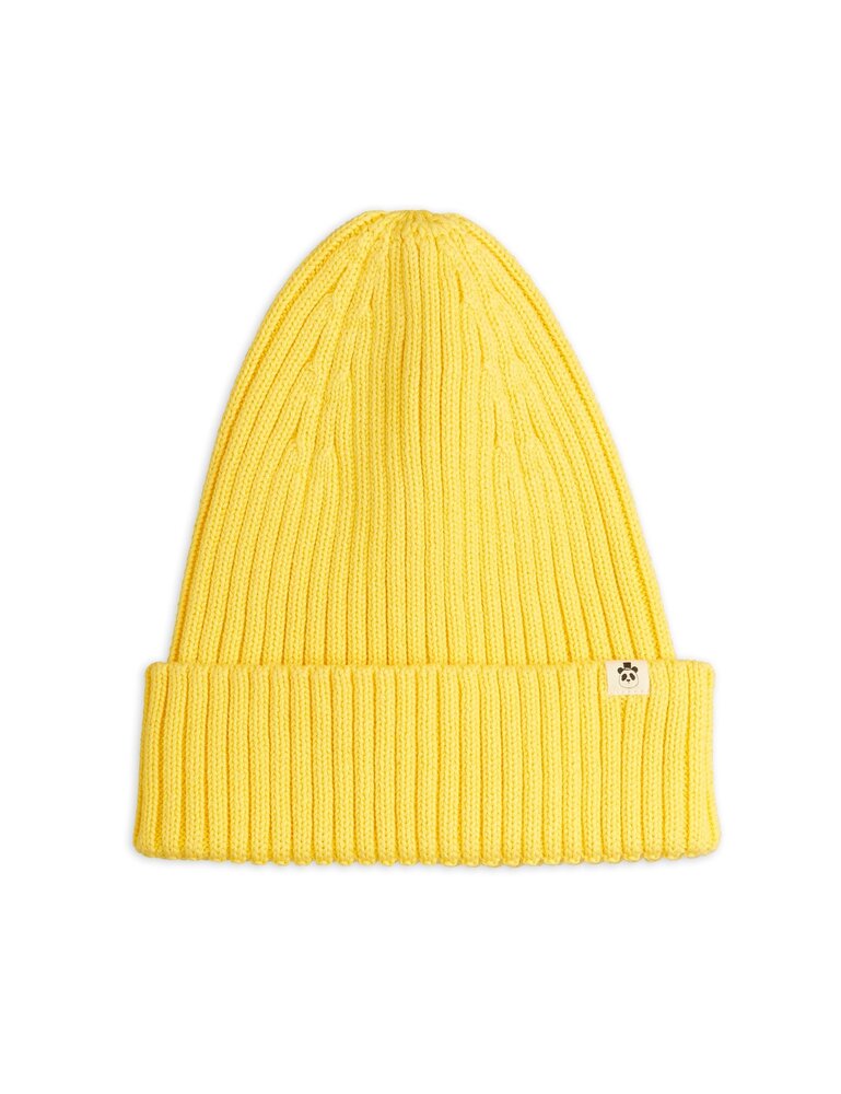 Mini Rodini Knitted rib fold up hat - Chapter 1 YELLOW Mini Rodini Knitted rib fold up hat - Chapter 1 YELLOW
