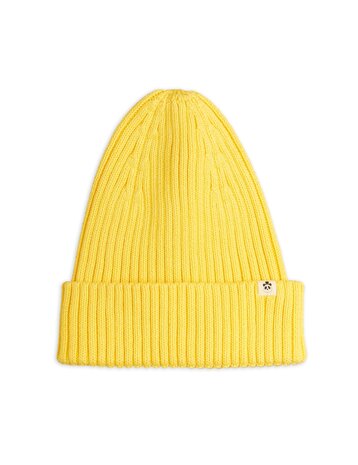 Mini Rodini Knitted rib fold up hat - Chapter 1 YELLOW Mini Rodini Knitted rib fold up hat - Chapter 1 YELLOW