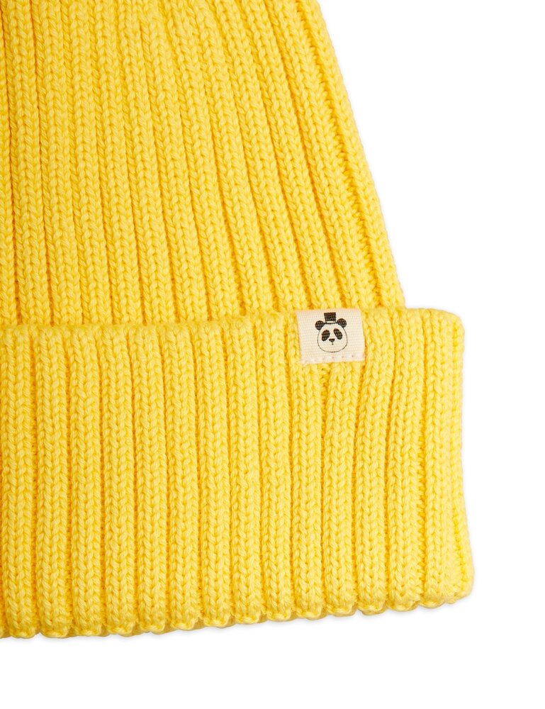 Mini Rodini Knitted rib fold up hat - Chapter 1 YELLOW Mini Rodini Knitted rib fold up hat - Chapter 1 YELLOW