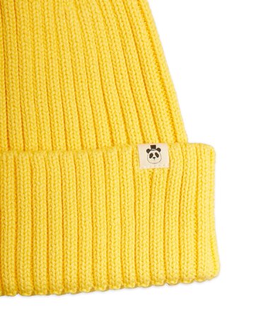 Mini Rodini Knitted rib fold up hat - Chapter 1 YELLOW Mini Rodini Knitted rib fold up hat - Chapter 1 YELLOW