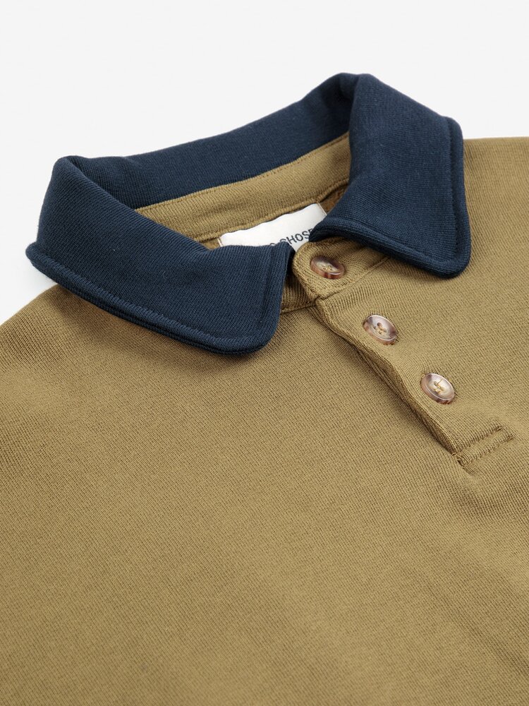 Bobo Choses groene sweater met blauwe polokraag Bobo Choses groene sweater met blauwe polokraag