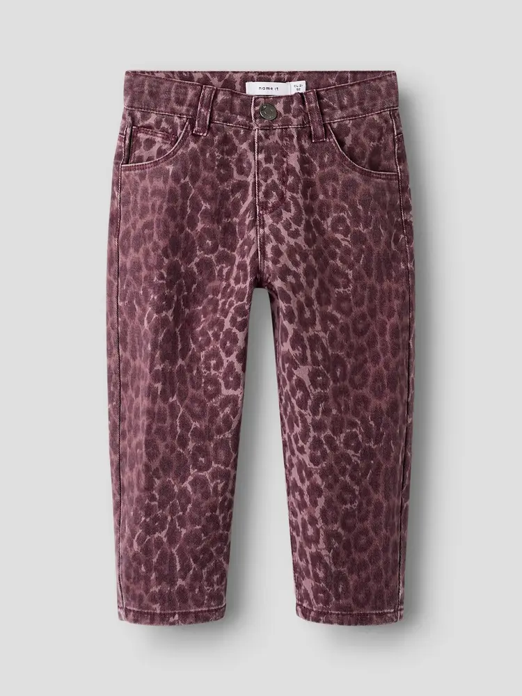 Name It 13254270 NMFBELLA MOM LEO TWILL PANT Burgundy Leo