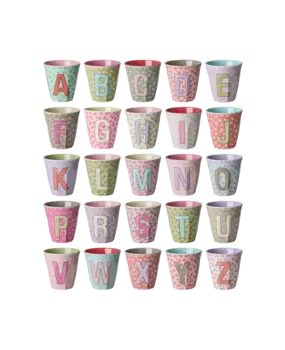 Rice Melamine beker alfabet - FLOWERS Rice Melamine beker alfabet - FLOWERS