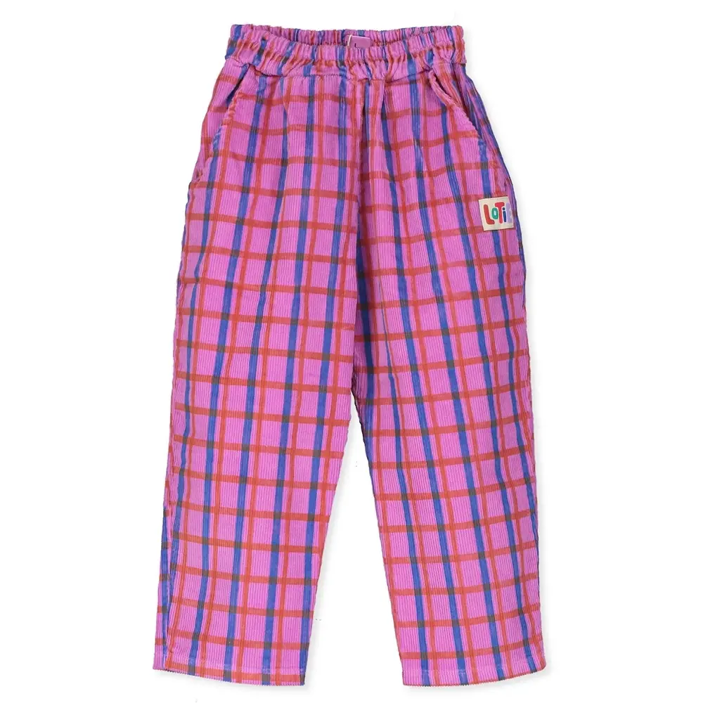 Lötie Kids Corduroy wide pants checks fucsia Lötie Kids Corduroy wide pants checks fucsia
